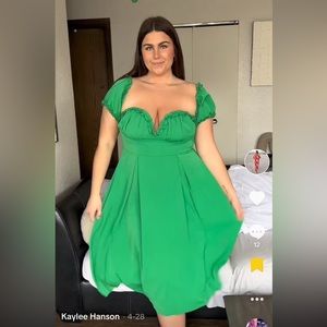 REBDOLLS ruffle sleeve midi a line dress